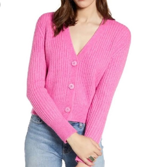 Halogen Sweaters - 🎀 Halogen Pink Phlox Button Front Cardigan Sweater Size Medium